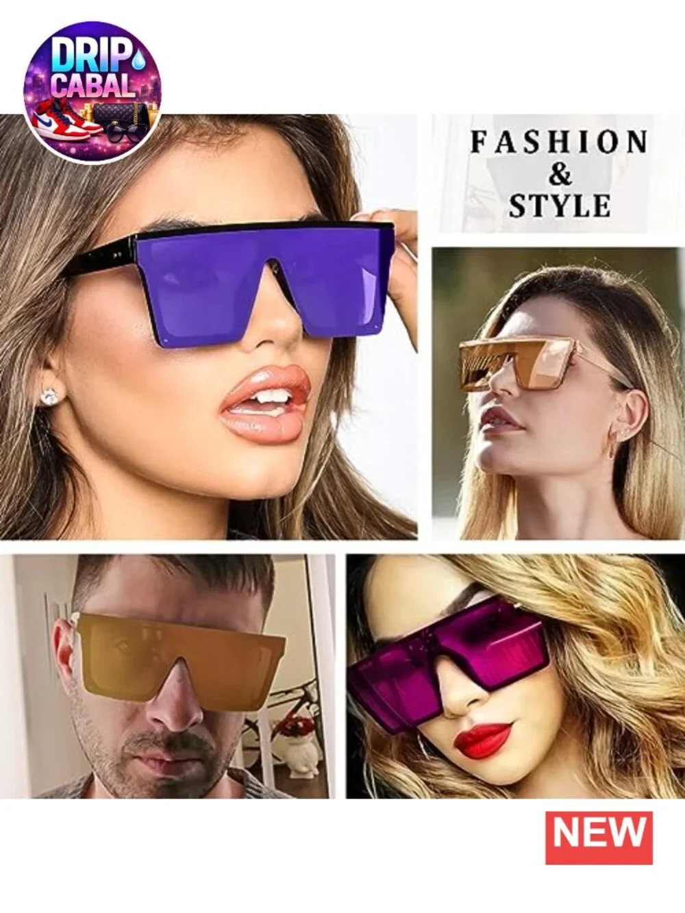 3 Pack Oversized Square Sunglasses for Women Men Large Flat Top Thick Frame